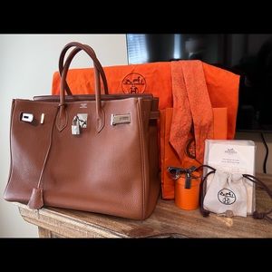 HERMES Birkin 35 with Silver Hardware + Hermes Twilly US TRUSTED Seller!!